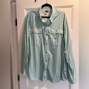 ExOfficio Shirt Men 2XL Green White Plaid Long Sleeve Snap Up Insect Shield